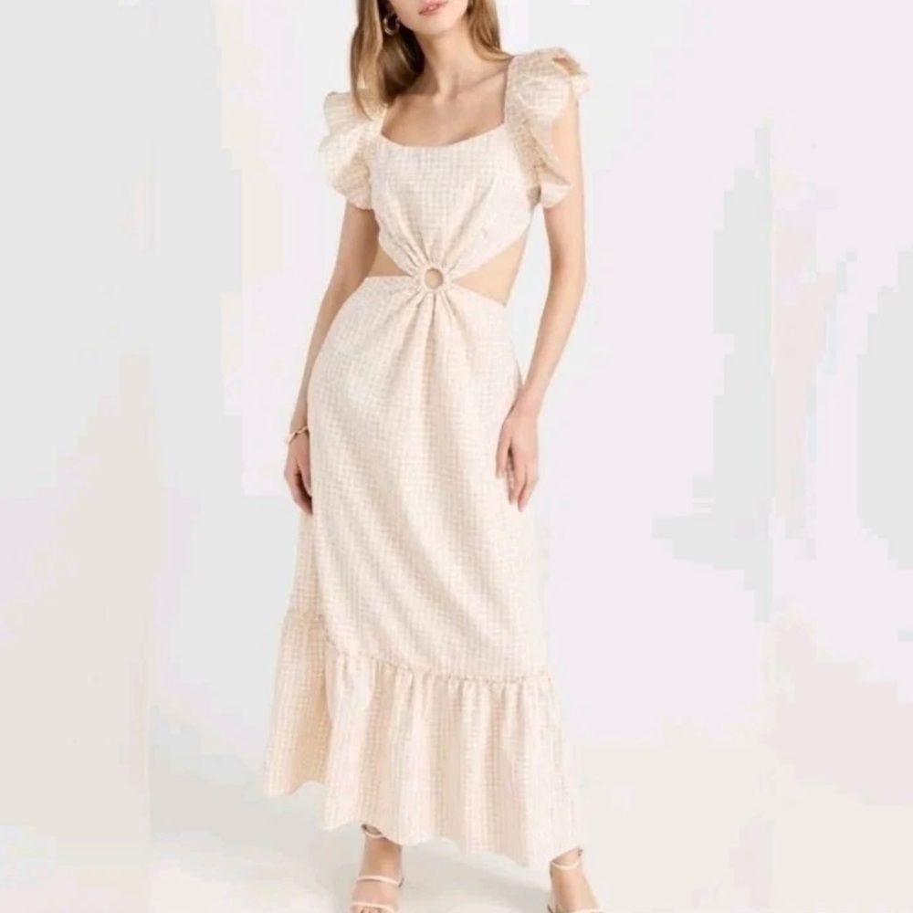 En Saison Cream Checkered Maxi Dress